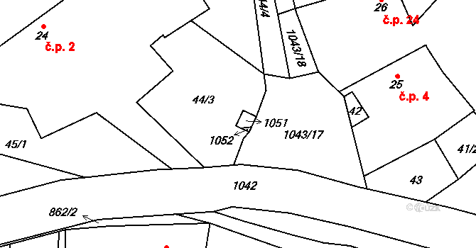 Borotice 38642409 na parcele st. 1051 v KÚ Dražetice II, Katastrální mapa