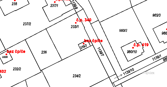 Lázně Bohdaneč 42535409 na parcele st. 235/2 v KÚ Lázně Bohdaneč, Katastrální mapa