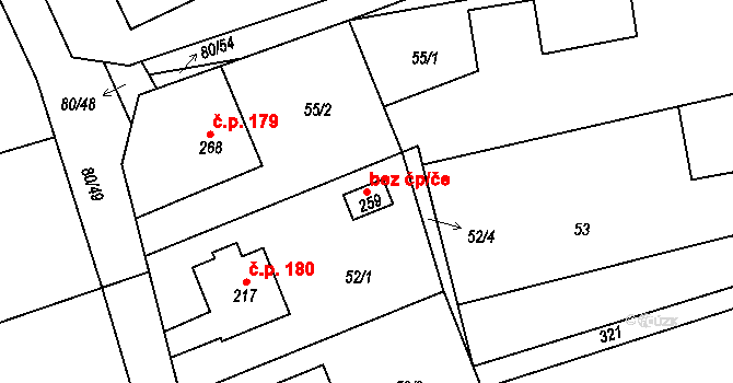 Kolšov 43293409 na parcele st. 259 v KÚ Kolšov, Katastrální mapa