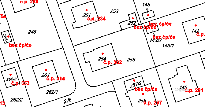 Slavkov 302 na parcele st. 254 v KÚ Slavkov u Opavy, Katastrální mapa