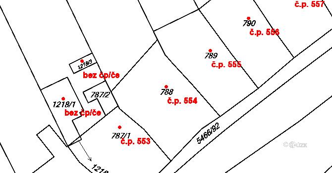 Polešovice 554 na parcele st. 788 v KÚ Polešovice, Katastrální mapa