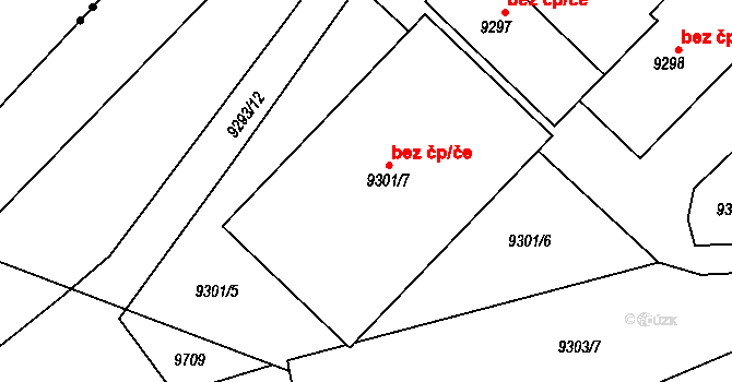 Brno 48061409 na parcele st. 9301 v KÚ Líšeň, Katastrální mapa