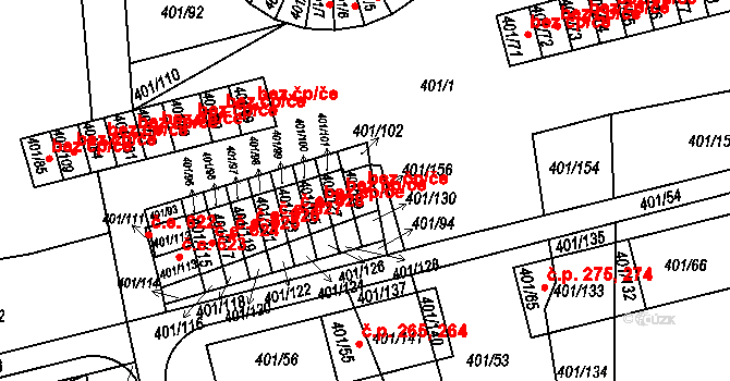 Bílina 48437409 na parcele st. 401/129 v KÚ Bílina-Újezd, Katastrální mapa