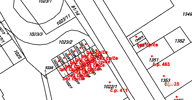 Brno 49421409 na parcele st. 1022/14 v KÚ Obřany, Katastrální mapa