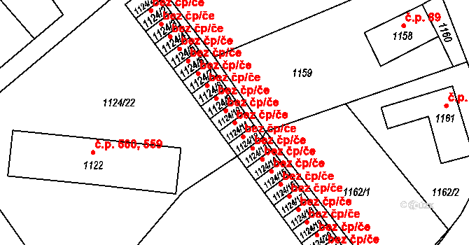 Nový Bor 50473409 na parcele st. 1124/11 v KÚ Arnultovice u Nového Boru, Katastrální mapa