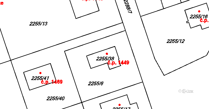 Kylešovice 1449, Opava na parcele st. 2255/38 v KÚ Kylešovice, Katastrální mapa