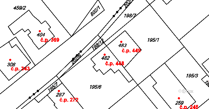 Neratovice 448 na parcele st. 482 v KÚ Neratovice, Katastrální mapa