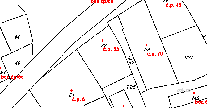Smilovy Hory 33 na parcele st. 82 v KÚ Smilovy Hory, Katastrální mapa