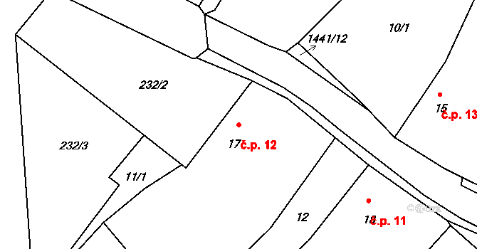 Prapořiště 12, Kdyně na parcele st. 17 v KÚ Prapořiště, Katastrální mapa