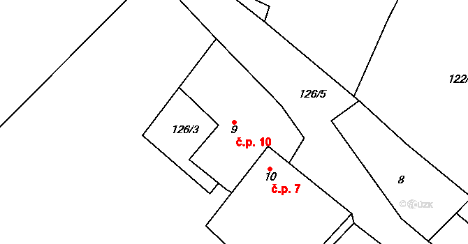 Damětice 10, Frymburk na parcele st. 9 v KÚ Damětice, Katastrální mapa
