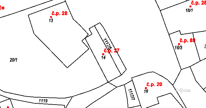 Vranovice 27, Břasy na parcele st. 14 v KÚ Vranovice u Břas, Katastrální mapa