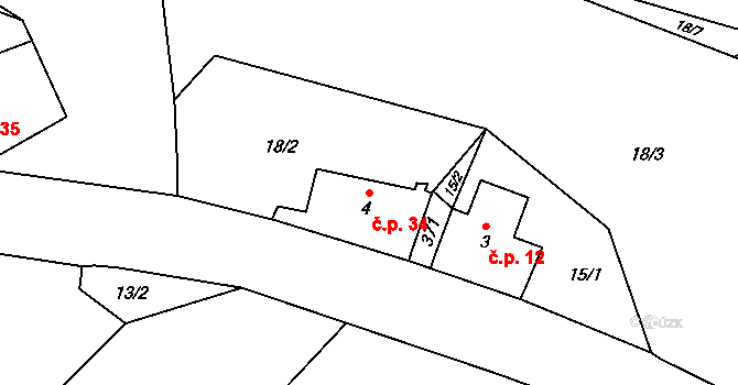 Trubějov 34, Kramolna na parcele st. 4 v KÚ Trubějov, Katastrální mapa