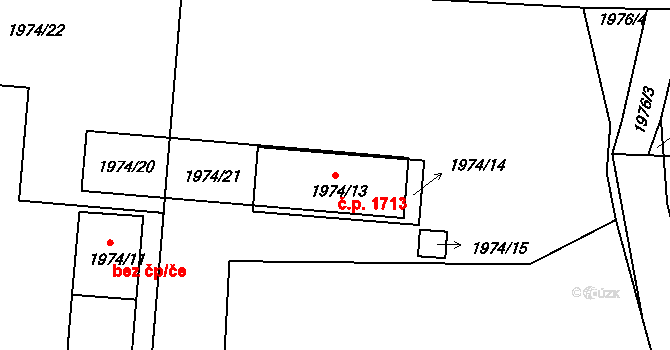 České Budějovice 2 1713, České Budějovice na parcele st. 1974/13 v KÚ České Budějovice 2, Katastrální mapa
