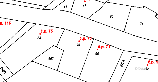 Ruda 70 na parcele st. 95 v KÚ Ruda u Nového Strašecí, Katastrální mapa