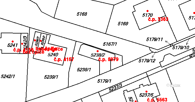 Chomutov 5979 na parcele st. 5238/2 v KÚ Chomutov I, Katastrální mapa