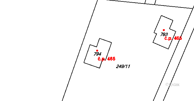Stachy 465 na parcele st. 794 v KÚ Stachy, Katastrální mapa