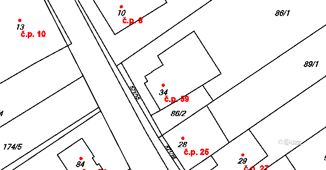 Štarnov 59, Přemyslovice na parcele st. 34 v KÚ Štarnov u Přemyslovic, Katastrální mapa