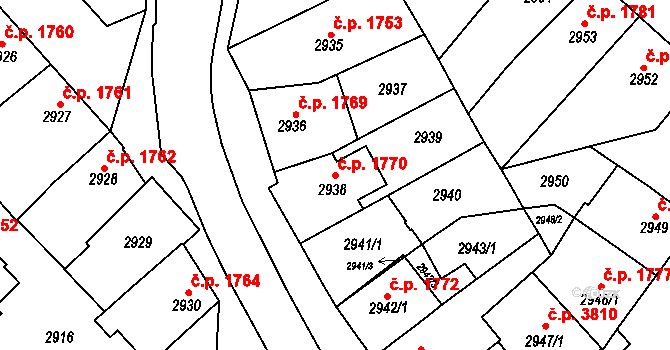 Znojmo 1770 na parcele st. 2938 v KÚ Znojmo-město, Katastrální mapa
