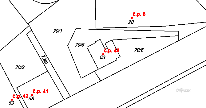 Štipoklasy 46 na parcele st. 63 v KÚ Štipoklasy u Černín, Katastrální mapa