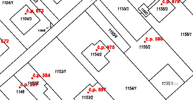 Petřkovice 975, Ostrava na parcele st. 1154/2 v KÚ Petřkovice u Ostravy, Katastrální mapa