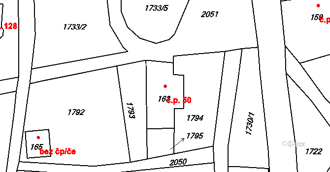 Huntířov 50, Skuhrov na parcele st. 163 v KÚ Skuhrov u Železného Brodu, Katastrální mapa