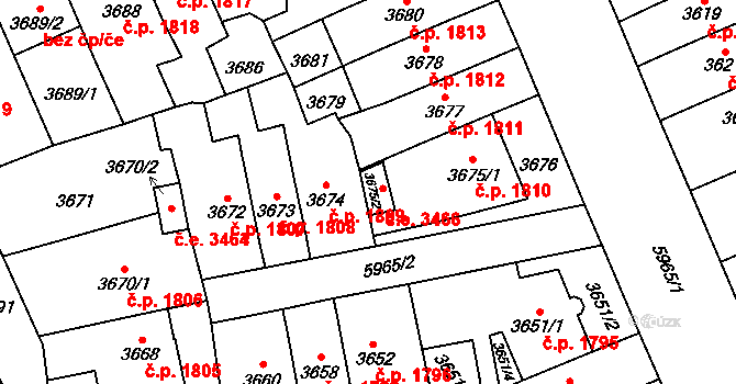 Jihlava 3466 na parcele st. 3675/2 v KÚ Jihlava, Katastrální mapa