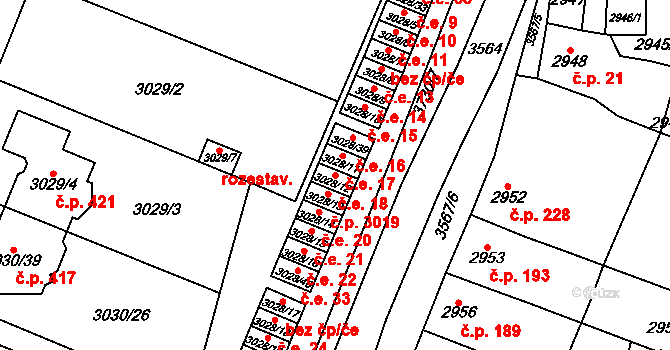 Nosálovice 18, Vyškov na parcele st. 3028/12 v KÚ Vyškov, Katastrální mapa