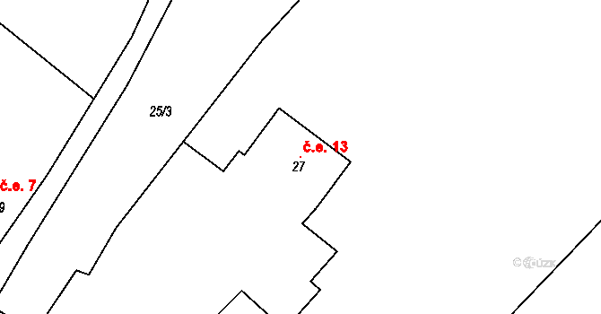Štědrá 13, Kynšperk nad Ohří na parcele st. 27 v KÚ Štědrá u Kynšperka nad Ohří, Katastrální mapa