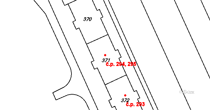 Lutín 294,295 na parcele st. 371 v KÚ Lutín, Katastrální mapa