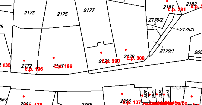 Mimoň I 290, Mimoň na parcele st. 2176 v KÚ Mimoň, Katastrální mapa