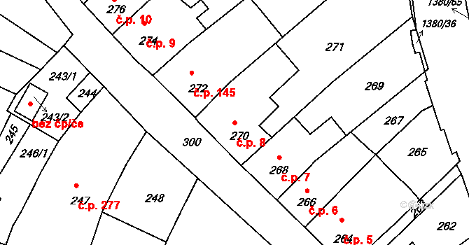 Mimoň IV 8, Mimoň na parcele st. 270 v KÚ Mimoň, Katastrální mapa