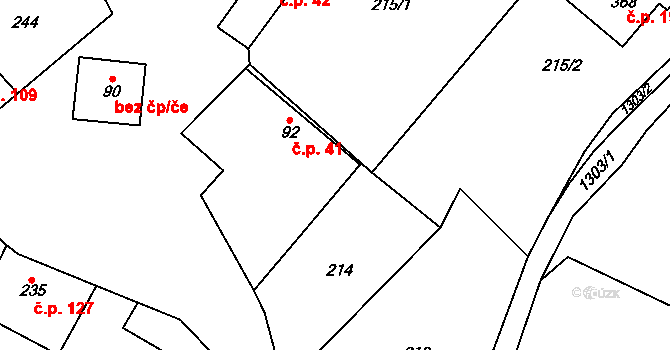 Vojice 41, Podhorní Újezd a Vojice na parcele st. 92 v KÚ Vojice, Katastrální mapa