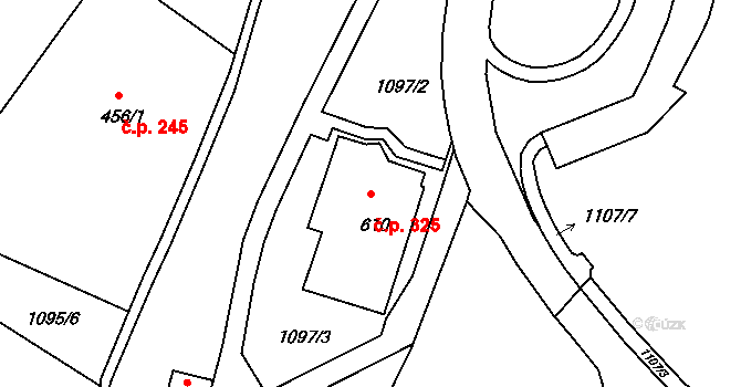 Prachatice II 325, Prachatice na parcele st. 610 v KÚ Prachatice, Katastrální mapa