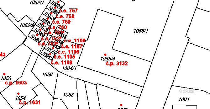 Ústí nad Labem-centrum 3132, Ústí nad Labem na parcele st. 1065/4 v KÚ Ústí nad Labem, Katastrální mapa
