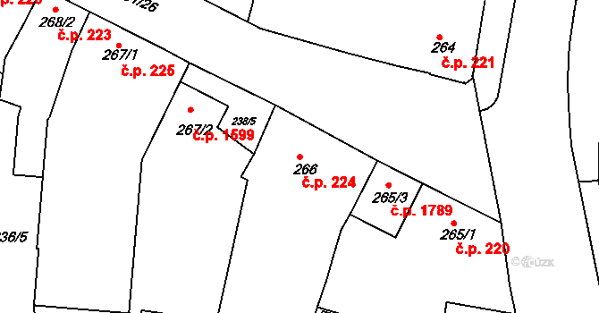 Lysá nad Labem 224 na parcele st. 266 v KÚ Lysá nad Labem, Katastrální mapa