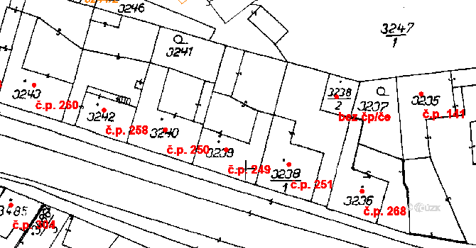 Poděbrady III 249, Poděbrady na parcele st. 3239 v KÚ Poděbrady, Katastrální mapa