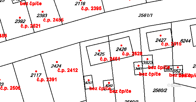 Břeclav 2461 na parcele st. 2425 v KÚ Břeclav, Katastrální mapa