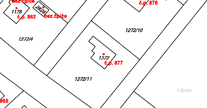 Litomyšl-Město 877, Litomyšl na parcele st. 1372 v KÚ Litomyšl, Katastrální mapa