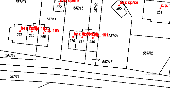Milíře 190 na parcele st. 247 v KÚ Milíře u Tachova, Katastrální mapa