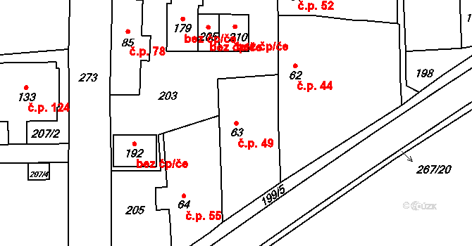 Krchleby 49, Staňkov na parcele st. 63 v KÚ Krchleby u Staňkova, Katastrální mapa