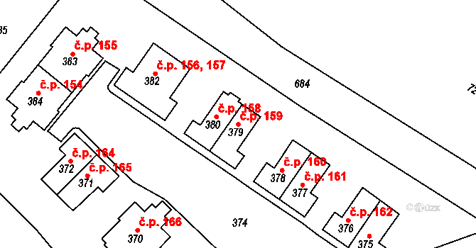Svatava 159 na parcele st. 379 v KÚ Svatava, Katastrální mapa