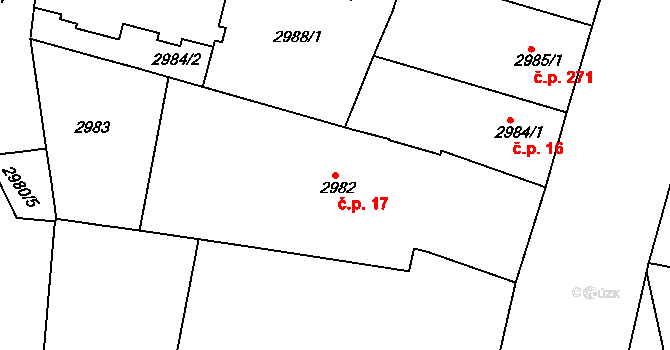 Smíchov 17, Praha na parcele st. 2982 v KÚ Smíchov, Katastrální mapa