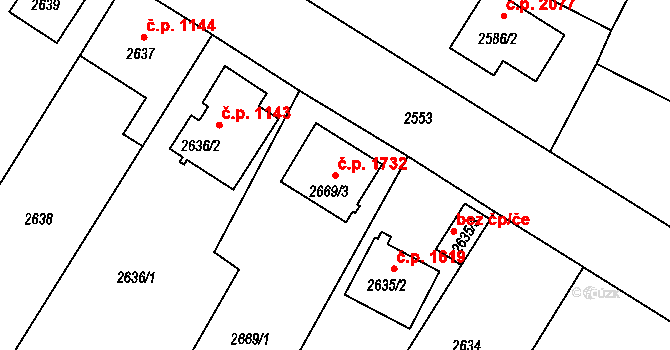 České Budějovice 5 1732, České Budějovice na parcele st. 2669/3 v KÚ České Budějovice 5, Katastrální mapa