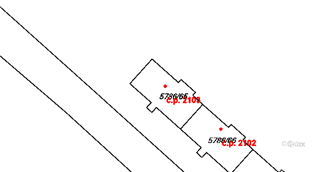 Česká Lípa 2103 na parcele st. 5786/65 v KÚ Česká Lípa, Katastrální mapa
