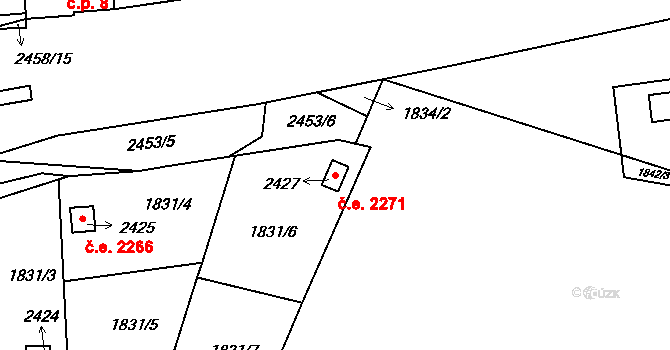 Valcha 2271, Plzeň na parcele st. 2427 v KÚ Valcha, Katastrální mapa