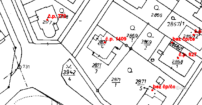Poděbrady III 1409, Poděbrady na parcele st. 2871/4 v KÚ Poděbrady, Katastrální mapa