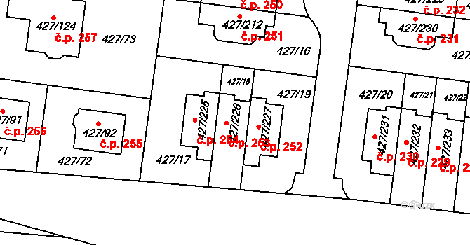 Březiněves 253, Praha na parcele st. 427/226 v KÚ Březiněves, Katastrální mapa