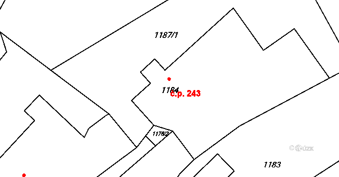 Varnsdorf 243 na parcele st. 1184 v KÚ Varnsdorf, Katastrální mapa