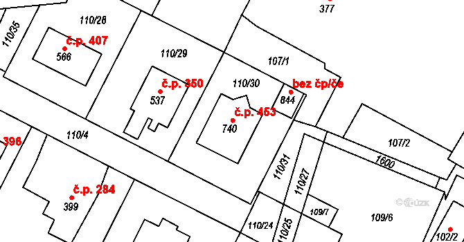 Opatovice nad Labem 453 na parcele st. 740 v KÚ Opatovice nad Labem, Katastrální mapa
