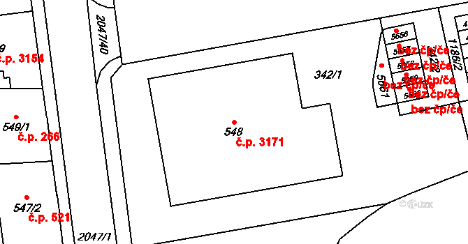 Šumperk 3171 na parcele st. 548 v KÚ Šumperk, Katastrální mapa